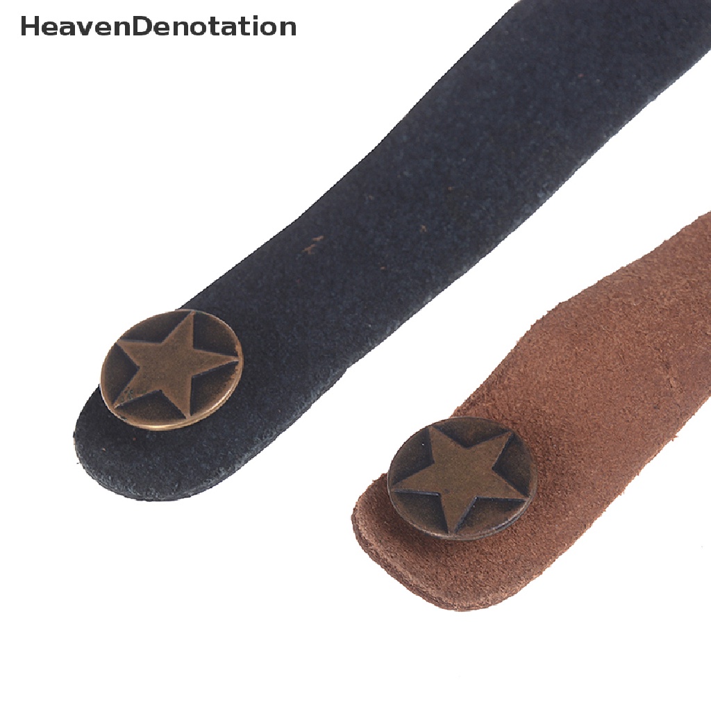 (Heavendenotation) 1pc Strap Holder Gitar Akustik / Elektrik / Bass Bahan Kulit Warna Hitam