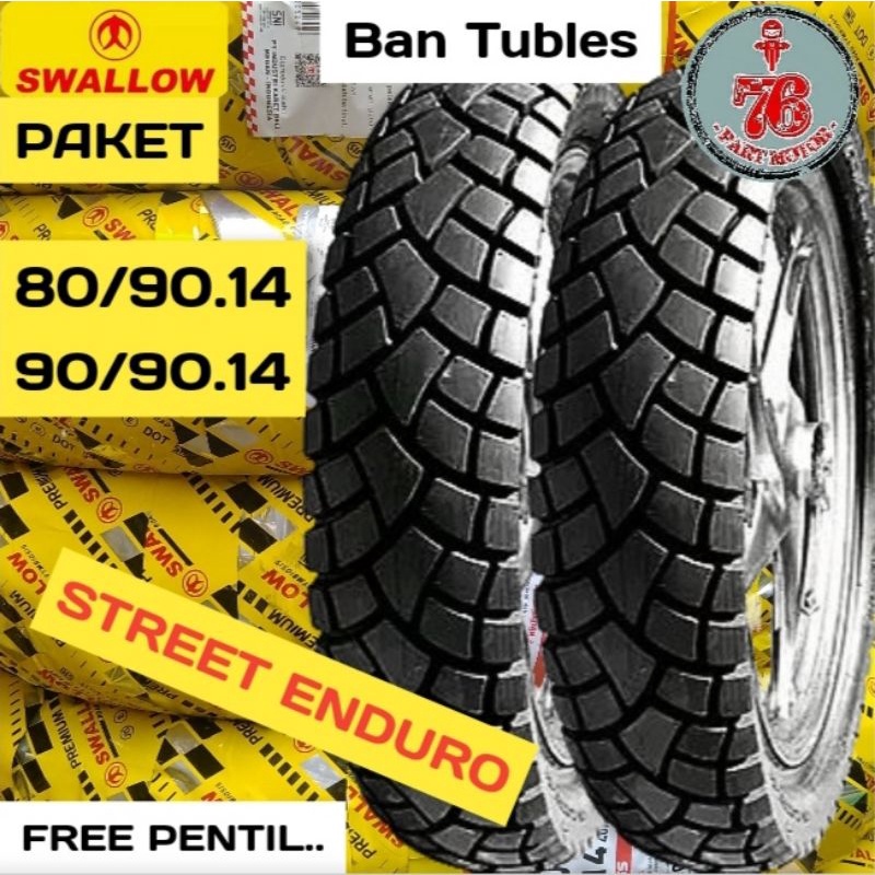 PAKET BAN TUBELESS SWALLOW 80/90.14 DAN 90/90.14 FREE PENTIL