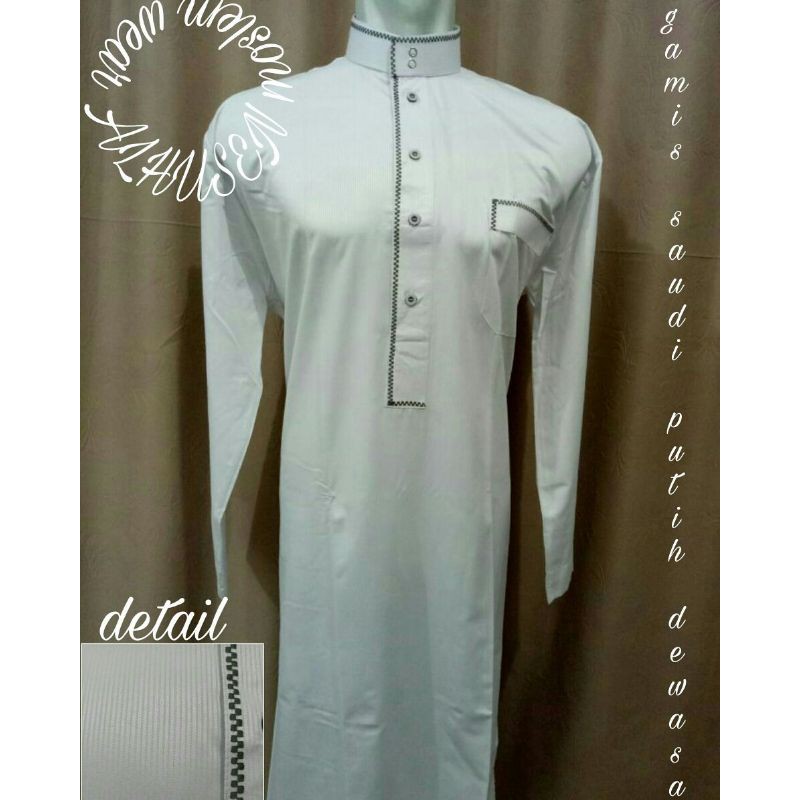 gamis putih/warna saudi dewasa alhusain