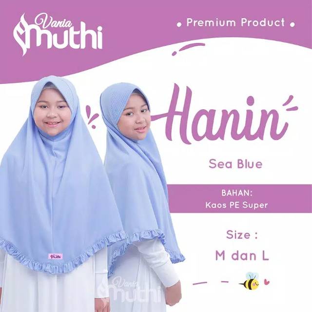 Jilbab HANIN Vania Muthi Curly Size M (SD-SMP) dan L (SMP-SMA) - Hijab Remaja - Jilbab Sekolah