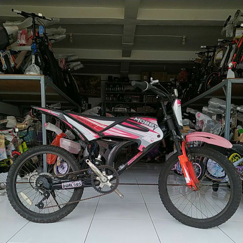 Sepeda MTB 20 Wimcycle Dual Suspension Mobby 6 Speed RED