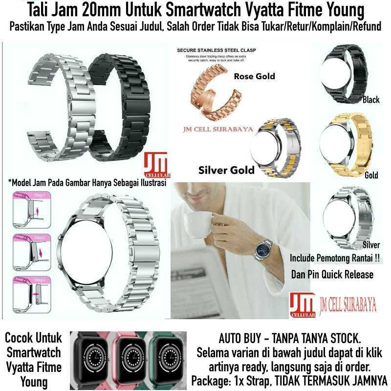 Stainless Steel Watch Strap Vyatta Fitme Young - Tali Jam Tangan 20mm Real Metal