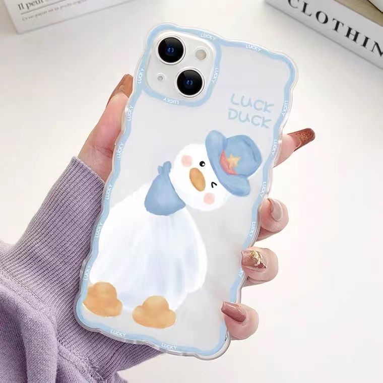 Soft Case TPU Transparan Motif Lucky Duck Untuk Iphone 13 Pro Max / 12 / 11 / XS / XR / X / 8 / 7 / 6 Plus Mini SE 2020