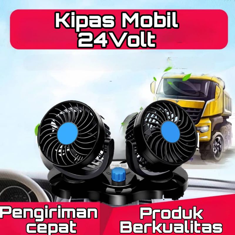 Kipas Mobil 24V Double Fan Car Port Lighter Colokan Pemantik Listrik⭐ Super8 ⭐ ini