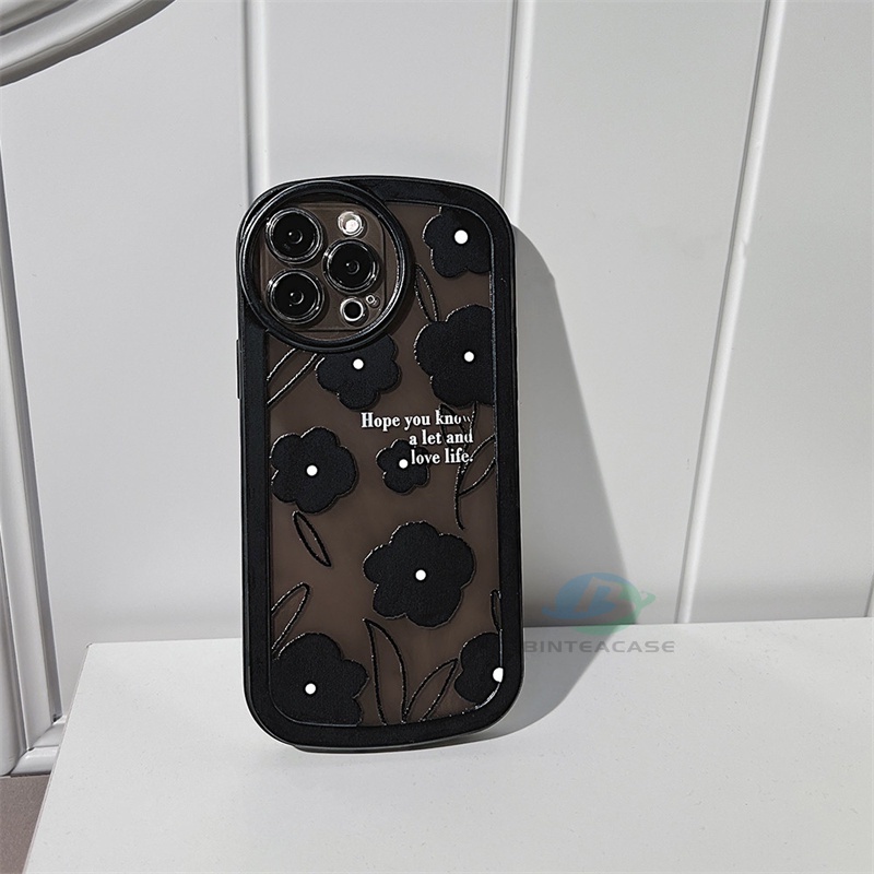 Casing TPU Realme 5 5i 6i C3 C35 C21Y C25Y C21 RealmeC11 2021 C25 C15 C12 C2 Motif Bunga Hitam