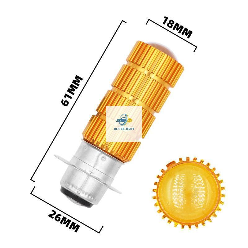 Lampu Motor LED H6 P15D 2Warna Cahaya Kuning + Putih