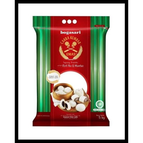 

Tepung Cakra Kembar Emas Roti Pao 5 Kg - Bogasari Roti Pao Mantao
