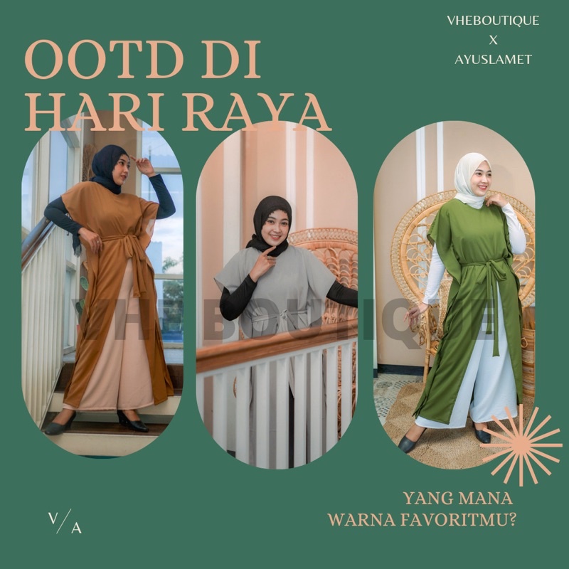 Dress lebaran / one set dress / kulot crinkle / dress kondangan