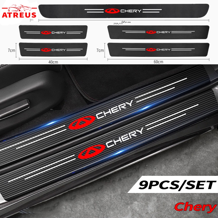 Chery Carbon Fiber Pelindung Stiker Pintu Mobil Auto Threshold Strips Sticker Chery Tiggo 48 7 5x Face QQ Eastar