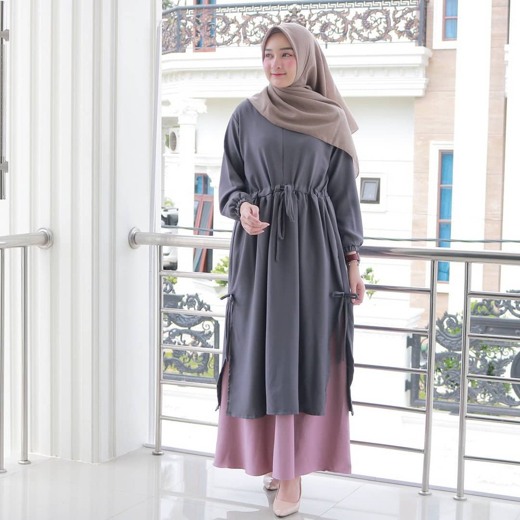 Baju Gamis Wanita Terbaru Amelia Dress Kondangan Muslim Hellolady.official Gamiswanita Gamishitam Gamisputih / Gamis - DKX111-1
