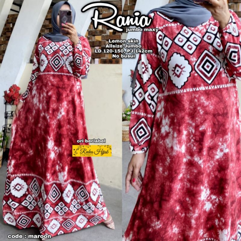 Rania Gamis Jumbo Big Size Bahan Lemon Skin LD Melar Sampai 150 cm Ori Redea