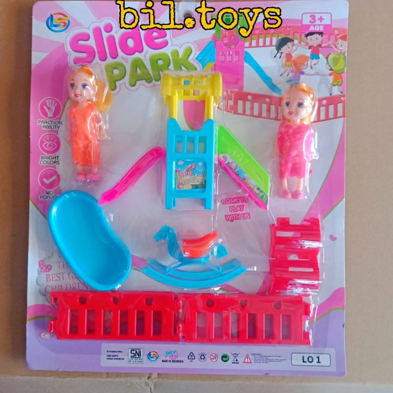 MAINAN ANAK PEREMPUAN SLIDE PARK TAMAN BERMAIN SET ANAK BARBIE