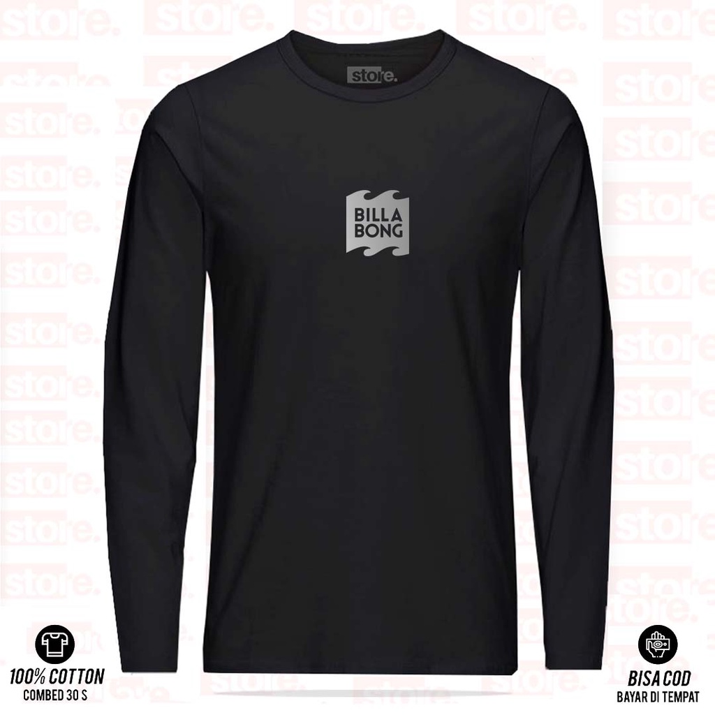 Kaos Pria Wanita Distro Billabong block Silver| Kaos Lengan Panjang