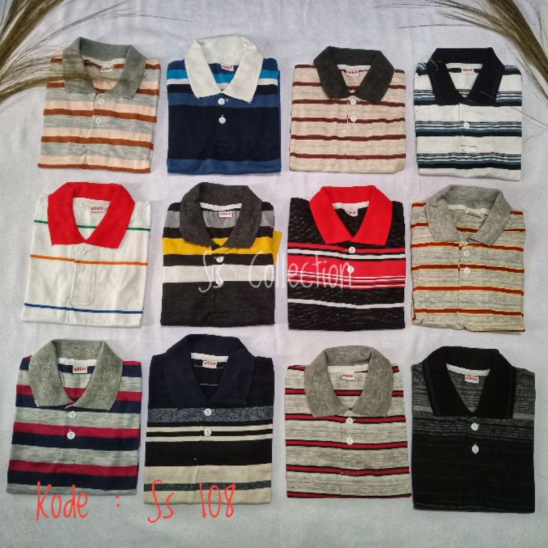 Kaos Kerah Anak Laki-laki Motif Salur