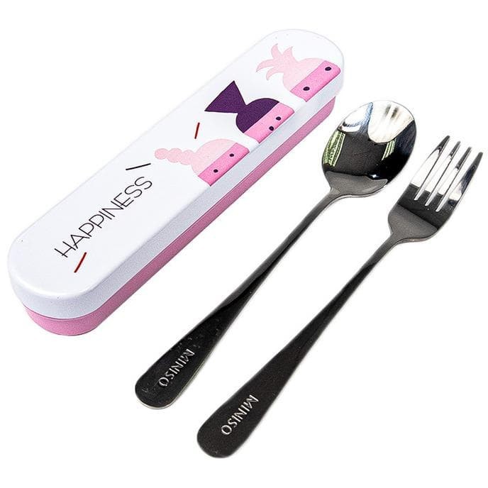 MINISO Sendok Garpu Sumpit Set Alat Peralatan Makan Stainless