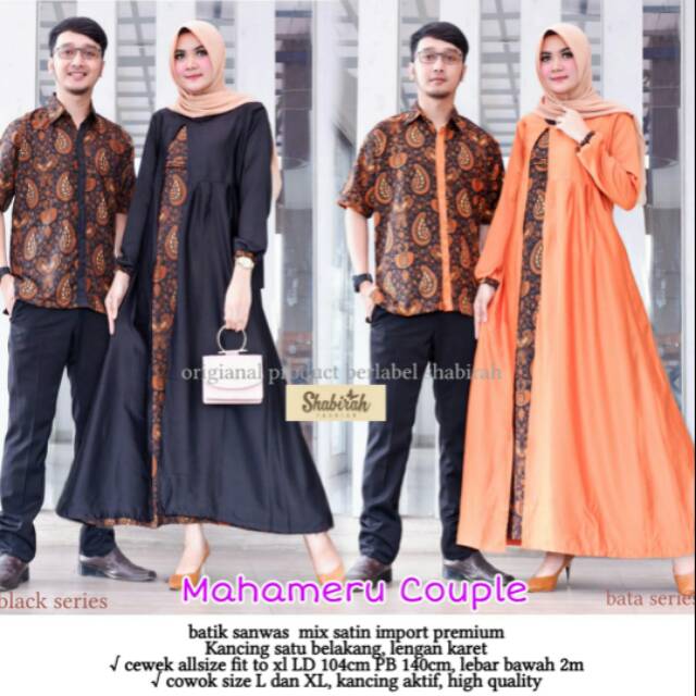 Gamis batik couple suami istri Mahameru