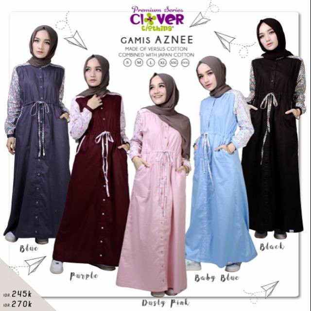 Clover / Gamis Aznee / gamis couple /good quality jahitan butik