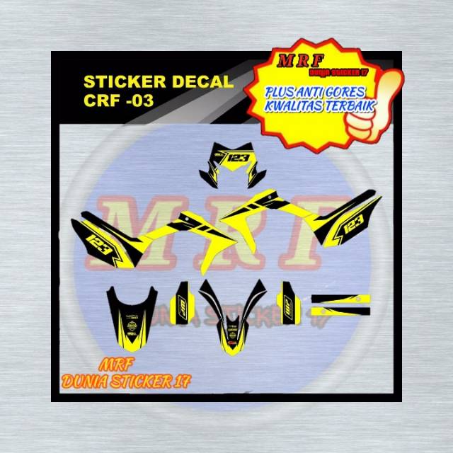 STRIPING MOTOR MURAH, STICKER DECAL CRF KUNING HITAM 03