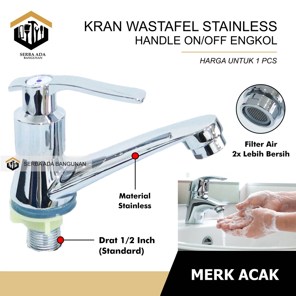 KRAN WASTAFEL CUCI TANGAN BAHAN BABET STAINLESS TEBAL (BUKAN PVC YA) KUALITAS TEBAL KUAT TERMURAH