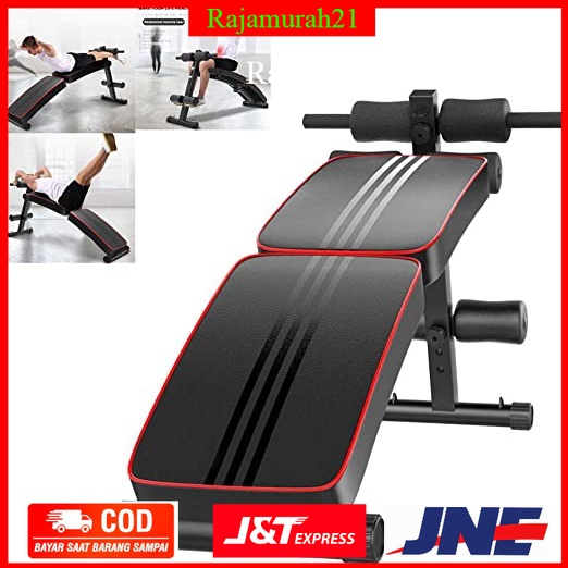 TaffSPORT Kursi Alat Fitness Gym Bench Press Abdominal Muscle Exercise Foldable - Black - 7RSE6GBK