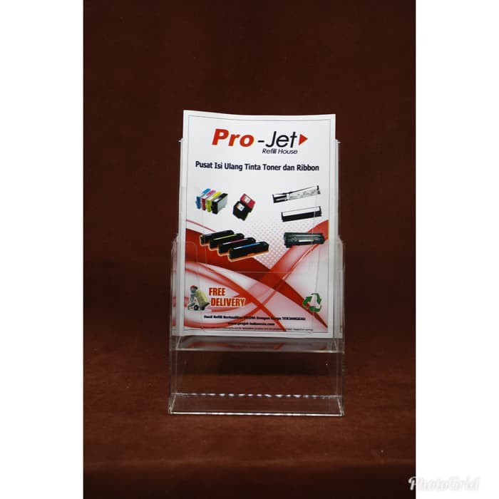 

acrylic tempat display brosur ukuran A5 2 susun