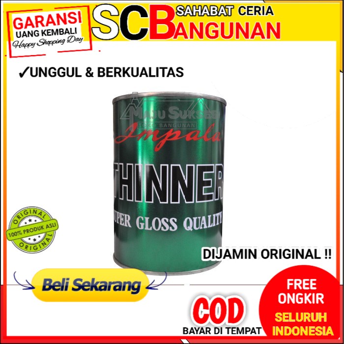 

THINNER IMPALA THINER PENGENCER CAT MINYAK BESI KAYU TINER IMPALA SUPER GLOSS 1 LITER KALENG 1L 1KG