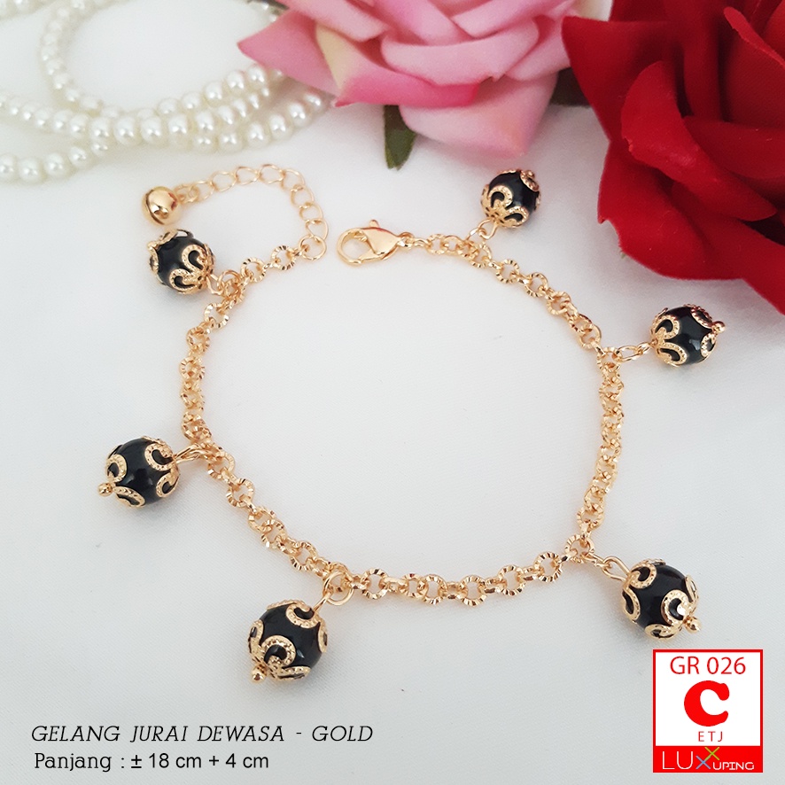 GR 026 Gelang Jurai Wanita Lapis Mas Imitasi Xuping Set Murah Gelang Cherry Merah Ceri Hijau Luxx