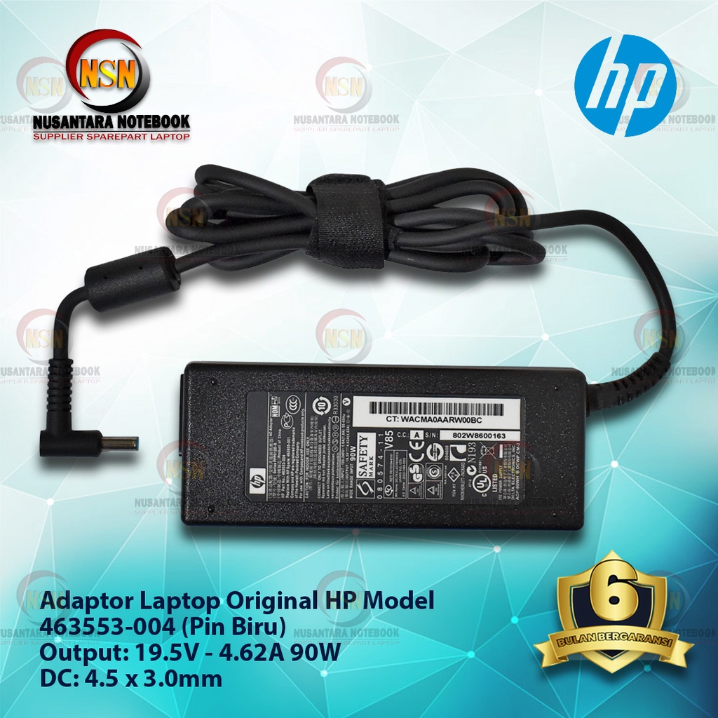 Adaptor Original HP 19.5V - 4.62A 90W DC: 4.5 x 3.0 mm (Blue Pin)