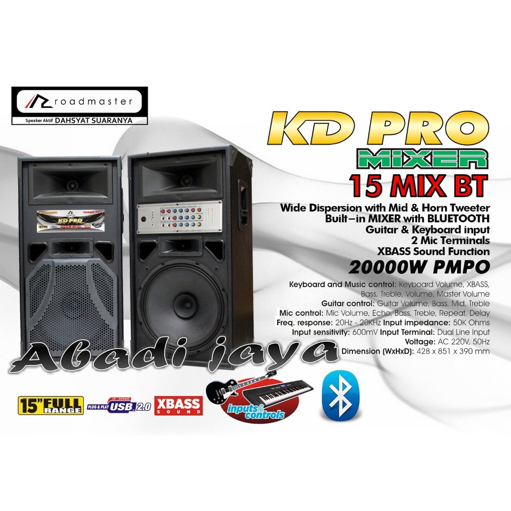 Roadmaster Speaker Aktif Single 15inch KD PRO 15 MIX USB