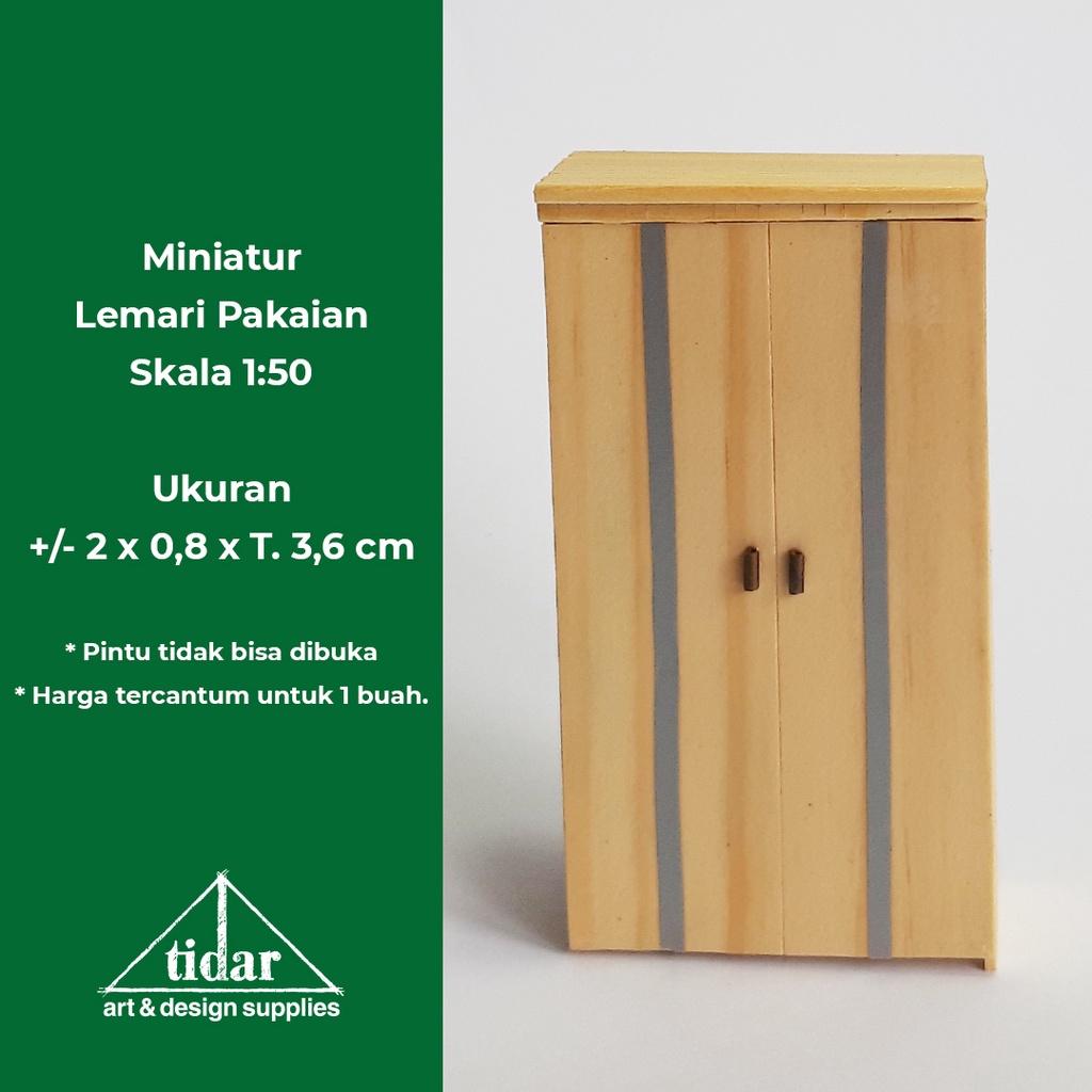 

[MR] Miniatur Maket Lemari Pakaian 2 Pintu / Lemari Kayu HR skala 1:50