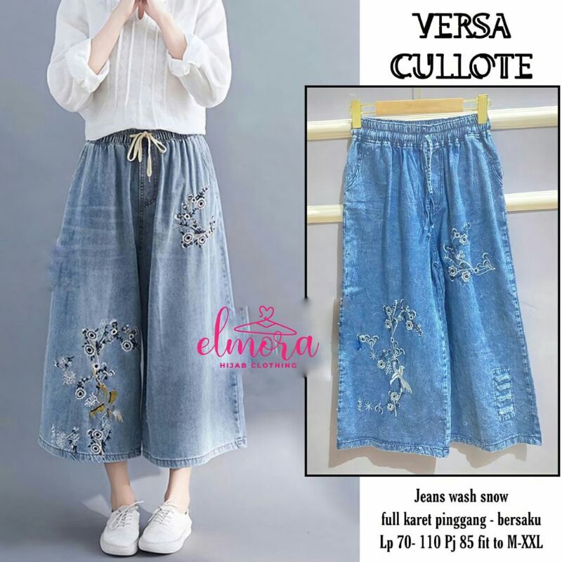 VERSA CULLOTE JEANS / VERSA KULOT JUMBO (KULOT JEANS JUMBO VARIASI BORDIR) KULOT JEANS