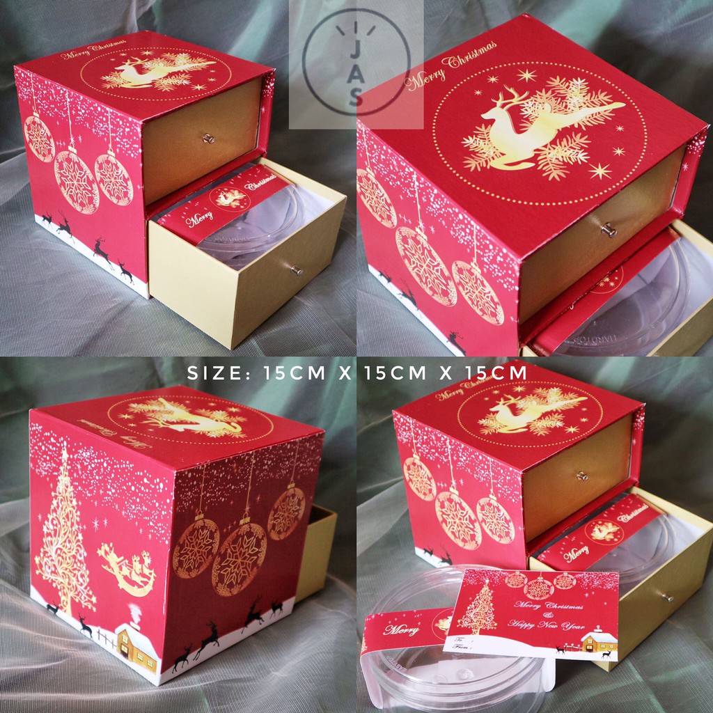 

kotak kue 22x11x15 hardbox / handmade / box kue 2 tingkat edisi natal