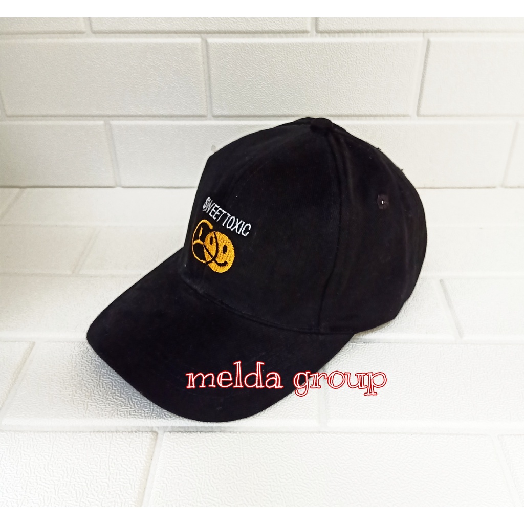 New Topi Baseball Distro Hat Sweet Toxic Model Terbaru Topi Pria Wanita Terkeren Bahan Rappel (Jeans)