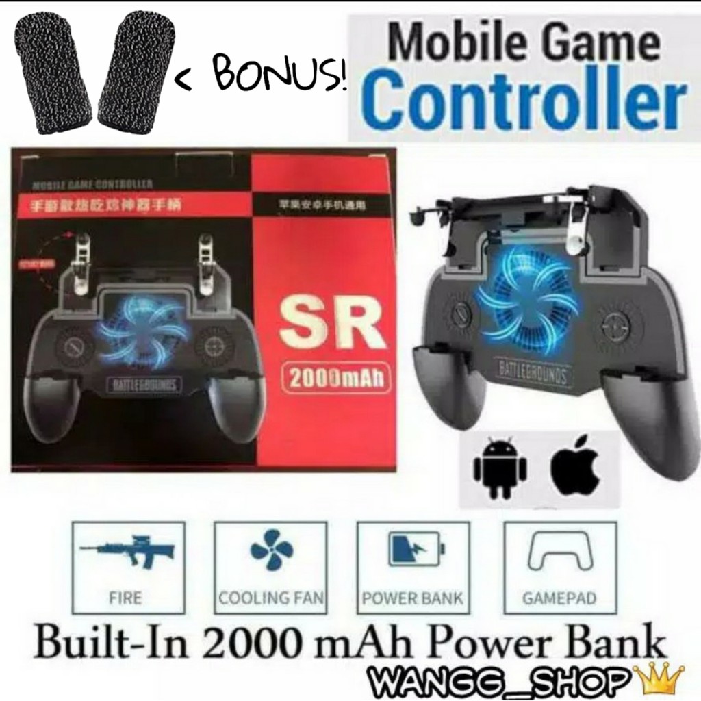 GAMEPAD SR 4 IN 1 UNIVERSAL COOLER WITH POWERBANK GAME HANDLE + BONUS FINGER COATS