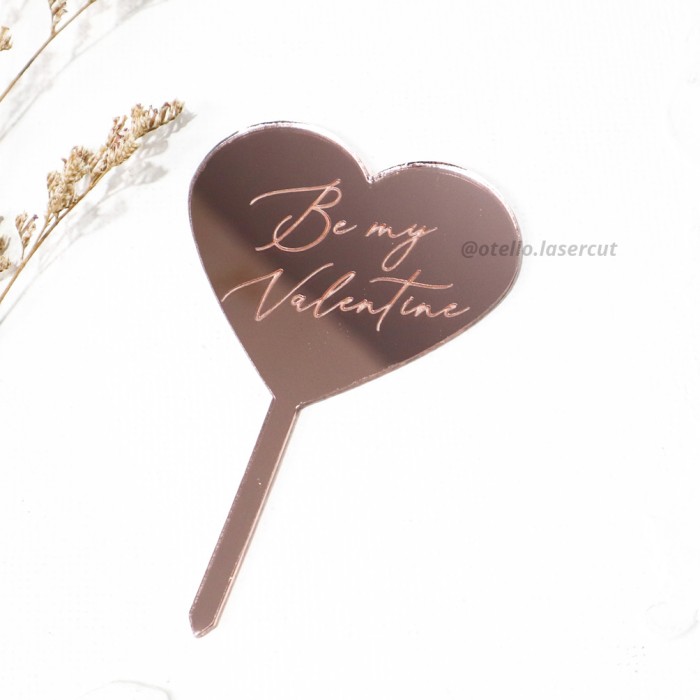 Cupcake Topper Kue Hati Mini Valentine Caketopper Kue Grafir Acrylic Hiasan Love Akrilik Heart Shape