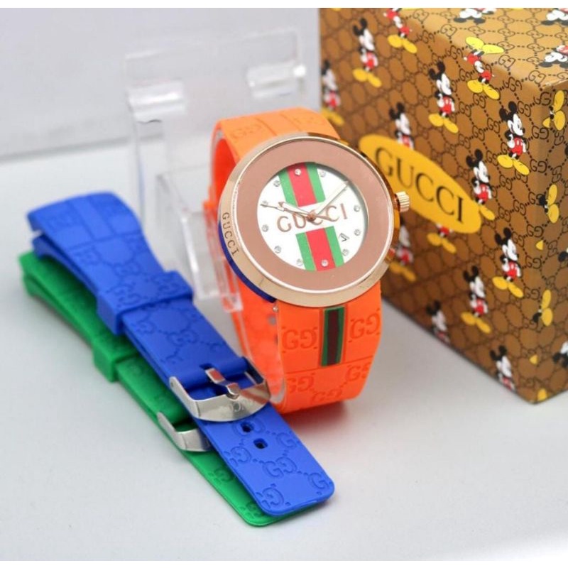 Jam Tangan Wanita Rubber Terlaris Free Strap / Tali Cadangan Box dan Baterai