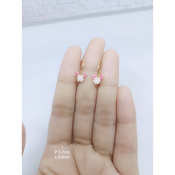 ANTING KAIT ANAK MINNIE MOUSE MP KOMBI MT PINK / ANTING PERAK ASLI SILVER 925 LAPIS EMAS/ ANTING FASHION ANAK TERBARU