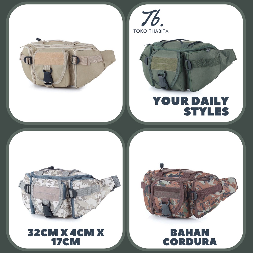 Toko Thabita Waistbag Tactical Pria Tas Pinggang Army Loreng