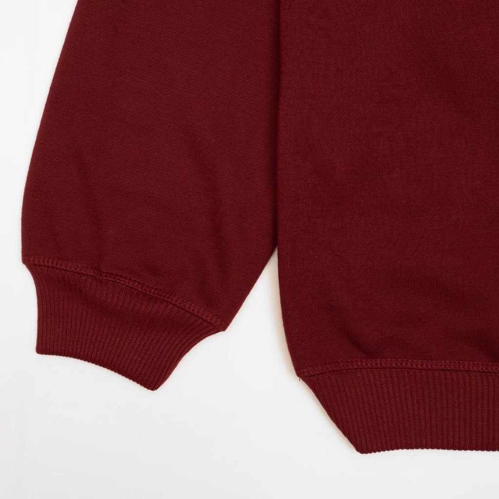 Crewneck Polos Basic Cotton Fleece Uk 300Gsm Regular Fit Maroon Original Premium