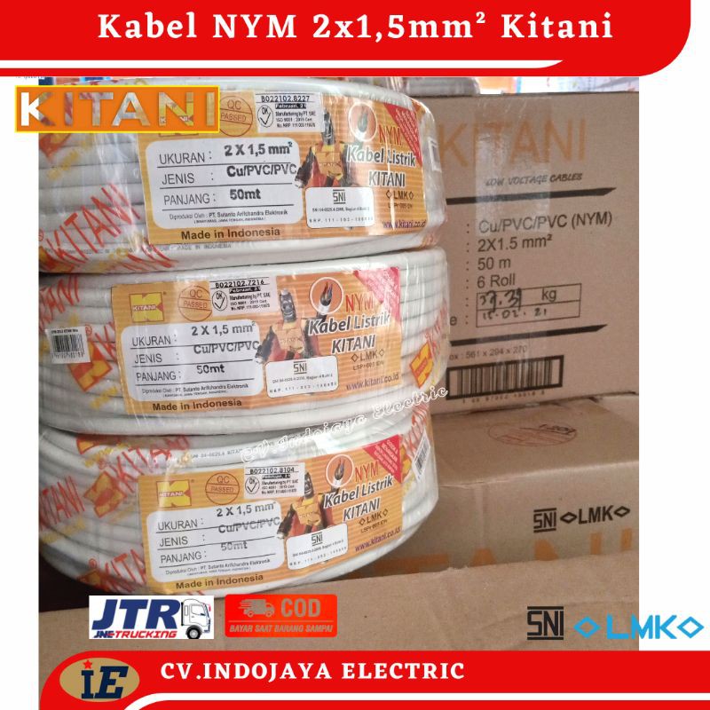 Kabel Lstrik Kitani NYM 2x1,5 Panjang 50 meter Kabel NYM 2x1.5 Kawat Tunggal Kabel Listrik Kabel Instalasi listrik Kabel NYM 2x1 5 Kabel Kawat Kabel Tembaga Murni Kabel Berkualitas Kabel Terbaik