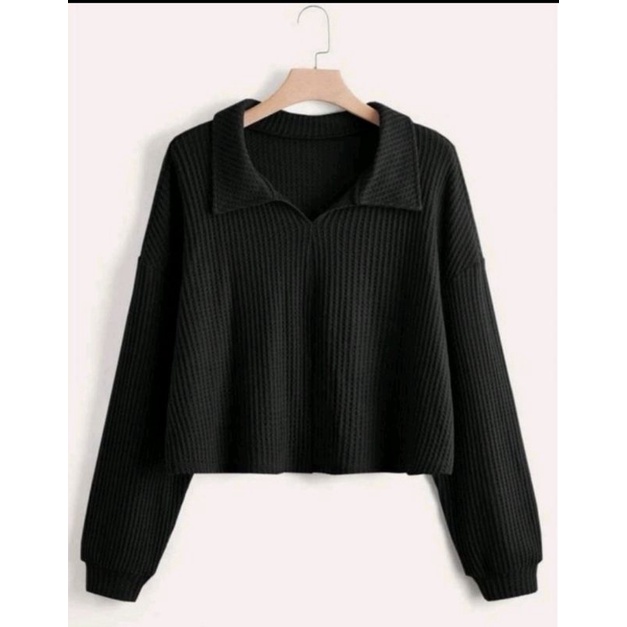 Blouse Crope Korea Collar