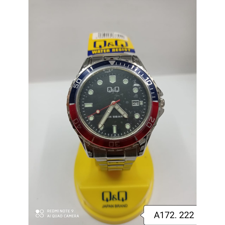 Jam Tangan Pria Casual Busines Rantai Stainless Steel Tanggal Analog Original Q&amp;Q QnQ QQ A172 A172J Series