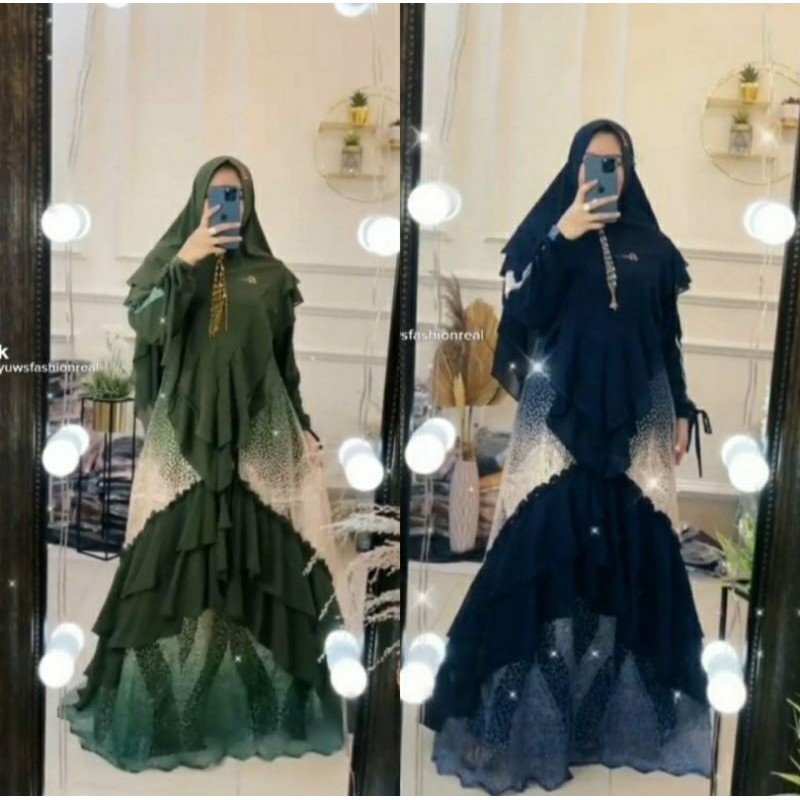 Elnaka_148 Gamis syari ceruty brukat premiun by elnaka