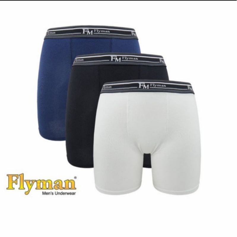 Celana dalam boxer pria Flyman FM 3225 Long boxer elastic 3 pcs