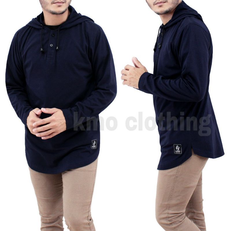 GPB Kaos Kurta Hoodie Pria Muslim Lengan Panjang