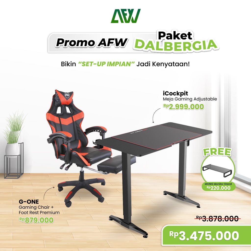 Paket Setup GAMING Meja dan Kursi Bundling AFW - DALBERGIA