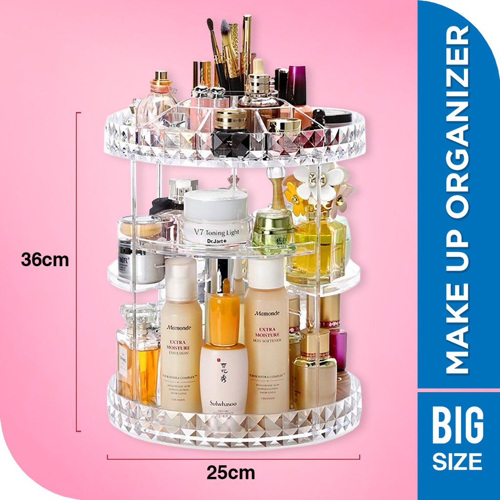  Rak  Make Up Rak  Kosmetik  Putar Organizer Acrylic  360 