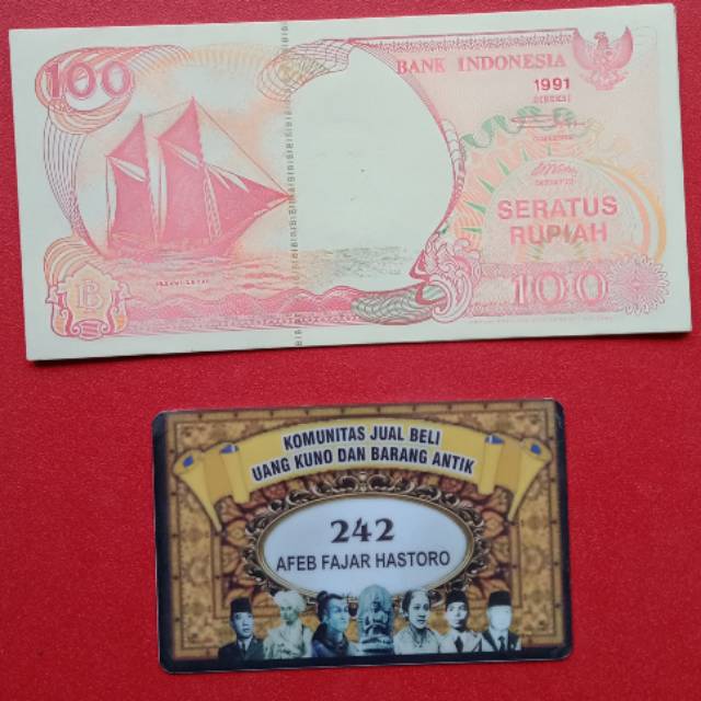 Uang kertas souvenir (uka-uka) Rp. 100,- perahu layar th 1991