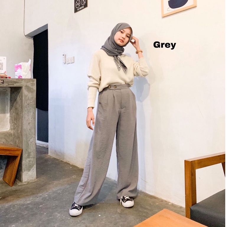 Loose Pants Crinkle Highwaist Wanita - Celana Kulot Wanita - Celana Kantor Formal - Celana Korean Trousers -Celana Anti Kusut - Celana Kerja Wanita