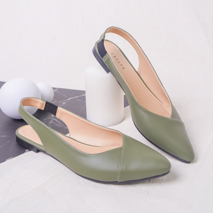 LAPEPA STORE - FREYA Olive Sepatu Flat Shoes Wanita | sepatu kerja kantoran wanita hak rendah warna 